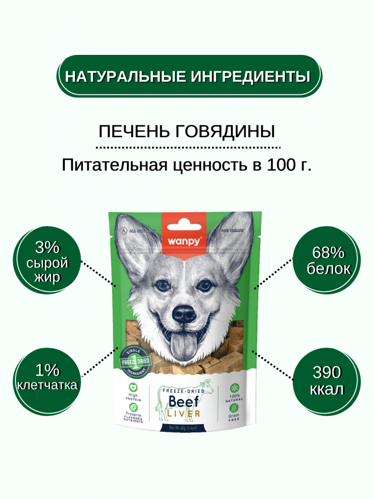 Wanpy Dog Сублимированное лакомство для собак 