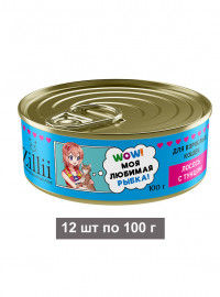 Влажный корм Zillii для взрослых кошек с лососем и тунцом, в консервах - 100 г х 12 шт