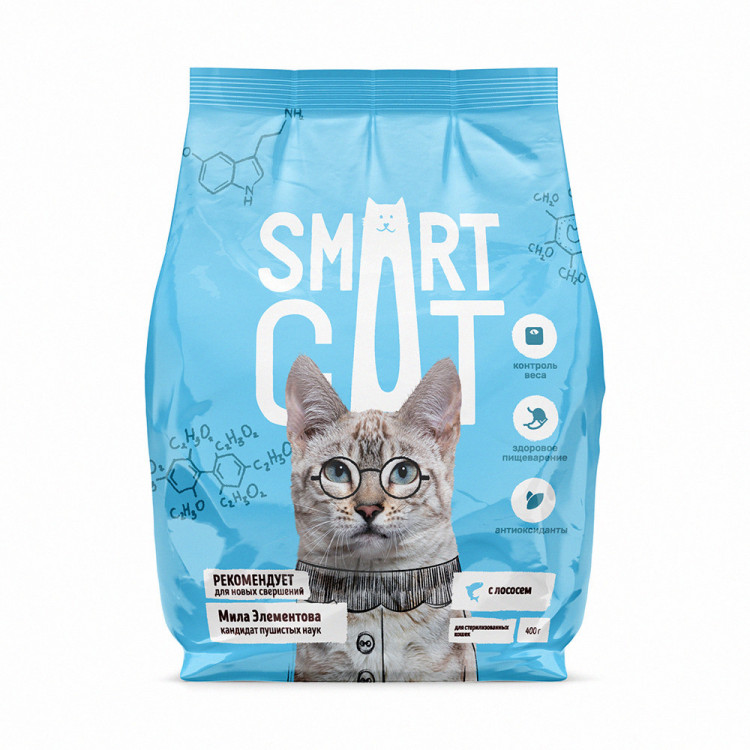 Smart Cat сухой корм для стерилизованных кошек с чувствительным пищеварением с лососем