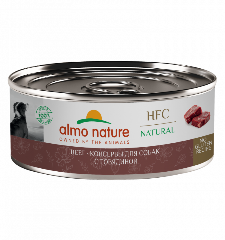 Консервы Almo Nature для собак и щенков с говядиной (HFC, Natural, Beef)