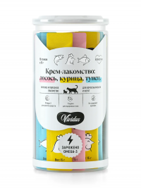 Vividus крем-лакомство для кошек и котят ассорти: с тунцом, лососем и курицей, стики