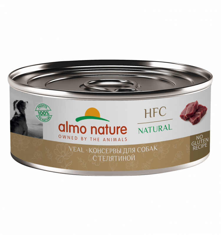 Консервы Almo Nature для собак и щенков с телятиной (HFC, Natural, Veal)