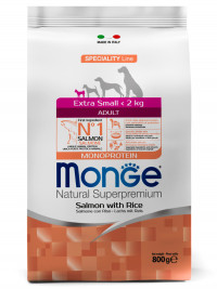 Сухой корм Monge Dog Speciality Line Monoprotein Extra Small для взрослых собак миниатюрных пород, с лососем с рисом