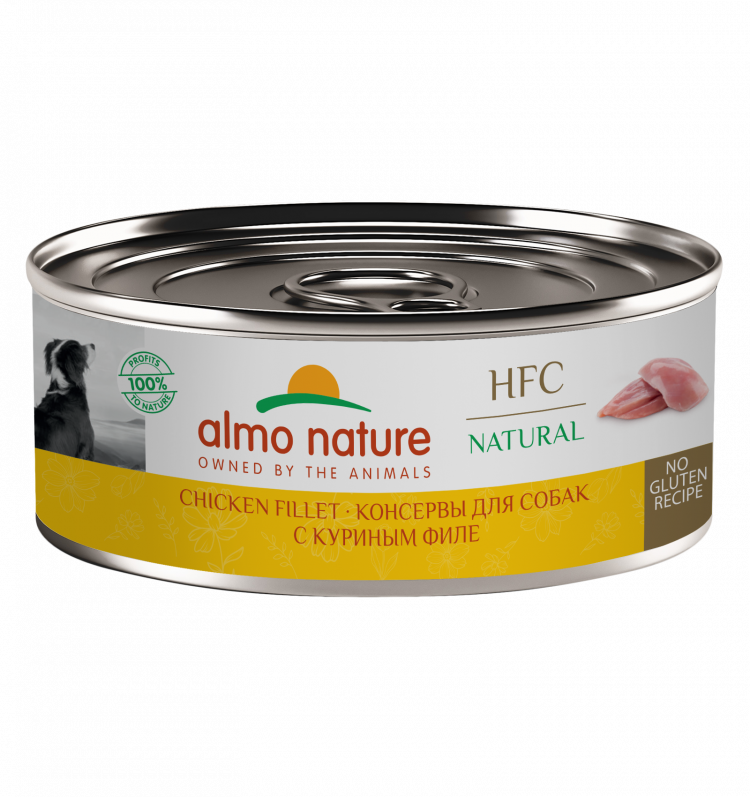 Консервы Almo Nature для собак и щенков с куриным филе (HFC, Natural, Chicken Fillet)