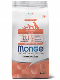 Сухой корм Monge Dog Speciality Line Monoprotein для взрослых собак всех пород, из лосося с рисом