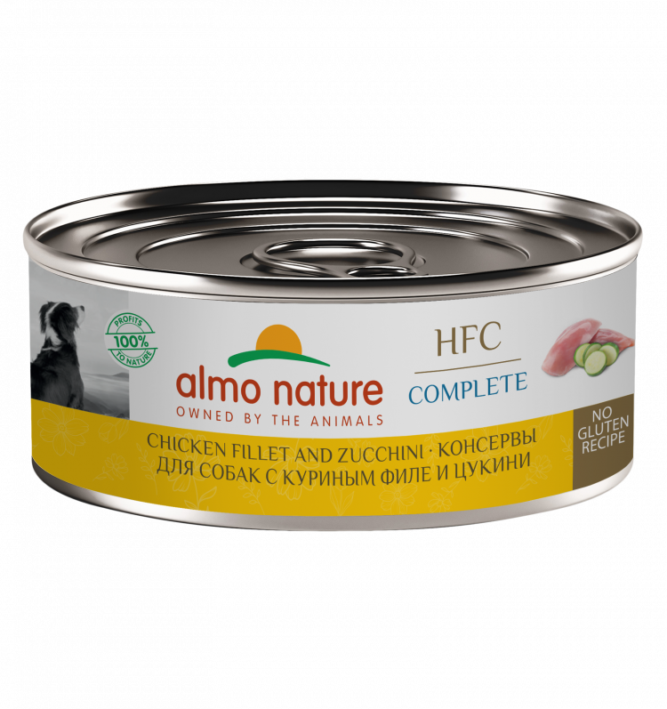 Консервы Almo Nature для собак и щенков с куриным филе и цукини в бульоне (HFC, Complete, Chicken and Zucchini)