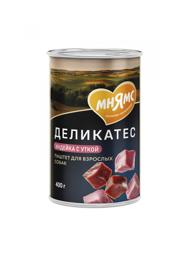Влажный корм Мнямс Деликатес Паштет из индейки с уткой для собак всех пород