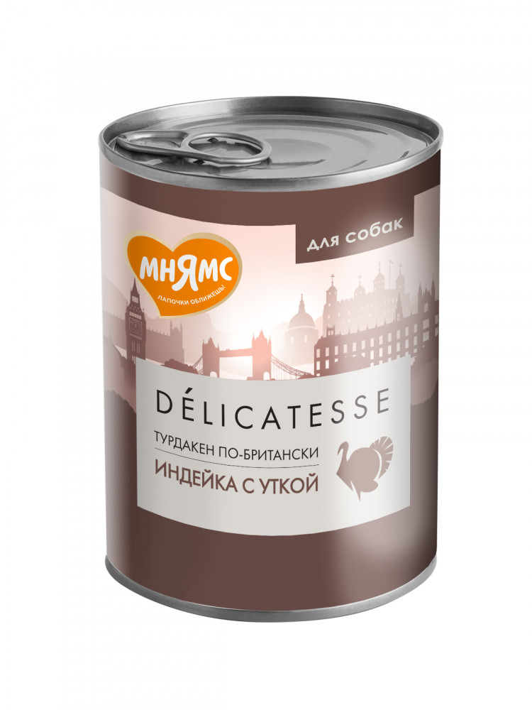 Влажный корм Мнямс Деликатес Паштет из индейки с уткой для собак всех пород