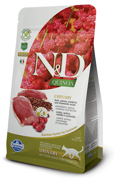 Farmina N&D Quinoa Adult Cat Urinary Duck (утка с киноа) беззерновой сухой корм для взрослых кошек для профилактики мочекаменной болезни