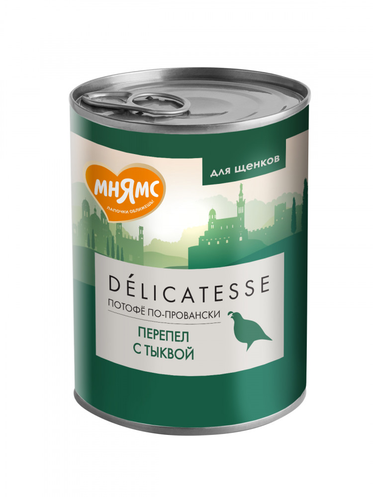 Влажный корм Мнямс Деликатес Паштет из перепёлки с тыквой для щенков всех пород 