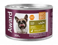 Влажный корм Award для взрослых собак паштет из утки с брусникой 200г