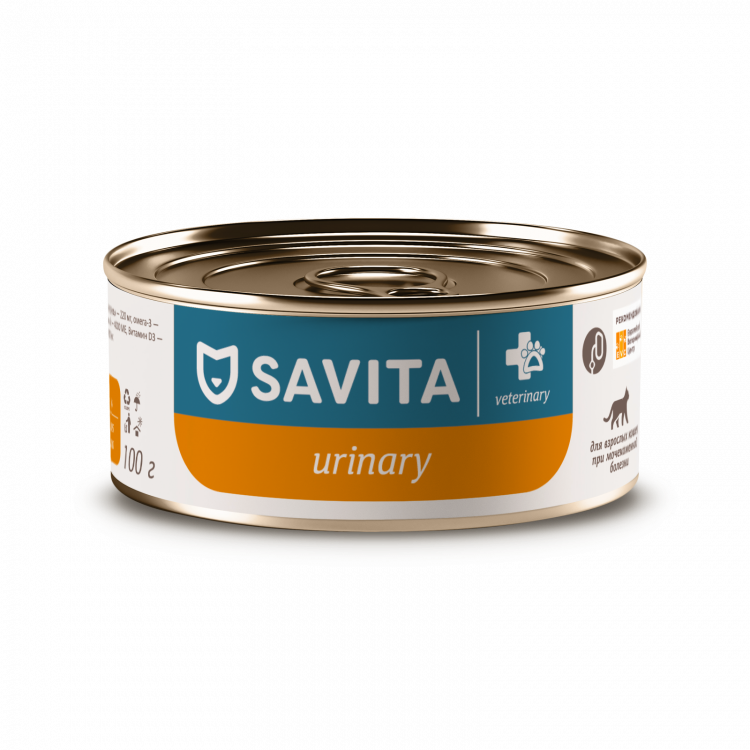 SAVITA vet (вет. консервы) Urinary S/O ветеринарный диетический влажный корм для взрослых кошек при мочекаменной болезни