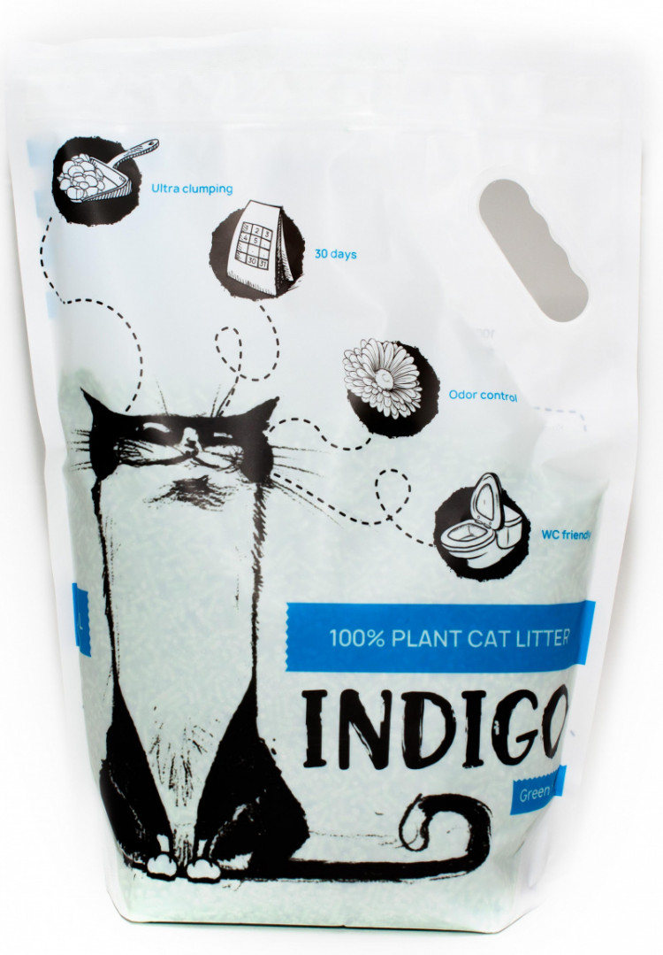 Indigo растительный наполнитель для кошек с ароматом зеленого чая