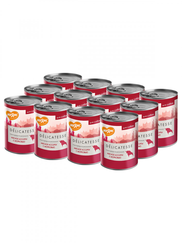Влажный корм Мнямс Деликатес Паштет из мясного ассорти с морковью для собак всех пород 