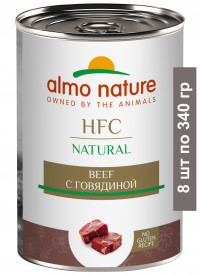 Консервы Almo Nature для собак и щенков с говядиной (HFC, Natural, Beef) 8 шт по 340 гр