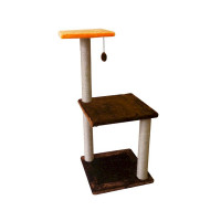 Зооэкспресс этажерка 2 полки 3 когтеточки мех однотонный для кошек