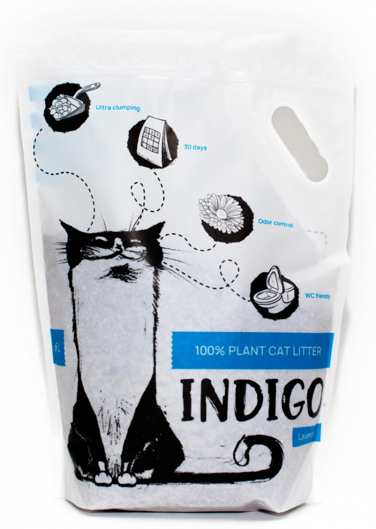 Indigo растительный наполнитель для кошек с ароматом лаванды