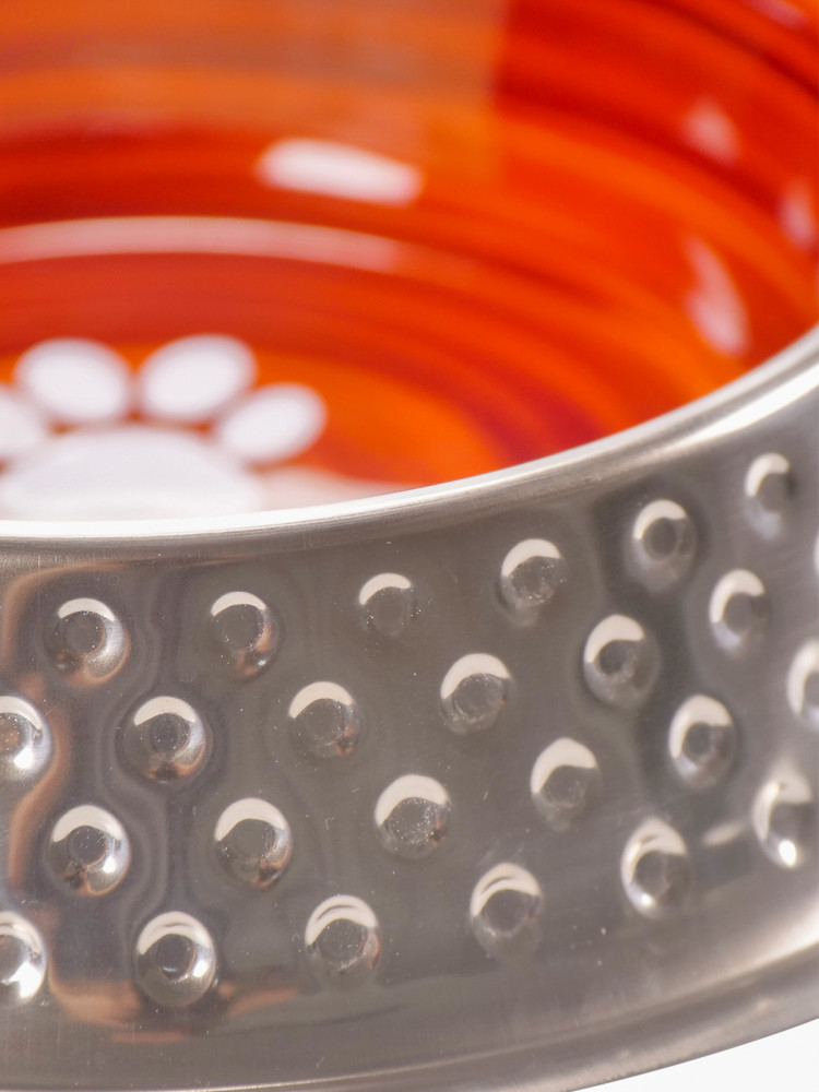 Миска Mr.Kranch из нержавеющей стали с керамическим покрытием Candy 850 мл нескользящее основание коричневая с белым