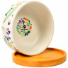  Миска Mr.Kranch Bamboo 340 мл Цветы Прованса керамическая на бамбуковой подставке васильковая