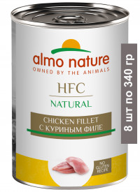 Консервы Almo Nature для собак и щенков с куриным филе (HFC, Natural, Chicken Fillet) 8 шт по 340 гр