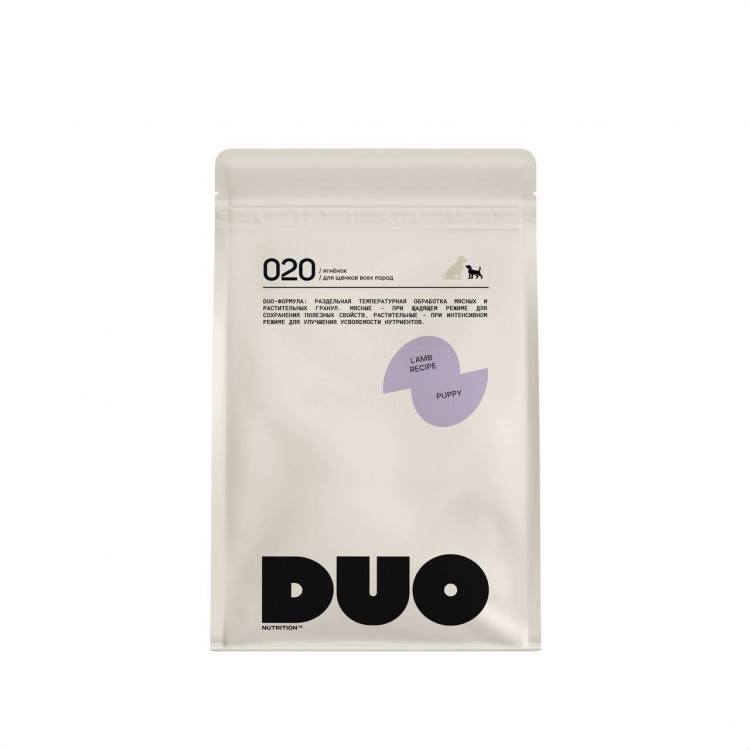 Сухой полнорационный корм DUO Nutrition для щенков всех пород с ягненком и рисом