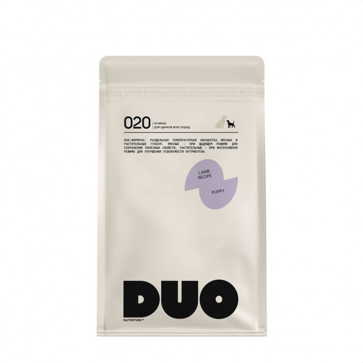 Сухой полнорационный корм DUO Nutrition для щенков всех пород с ягненком и рисом