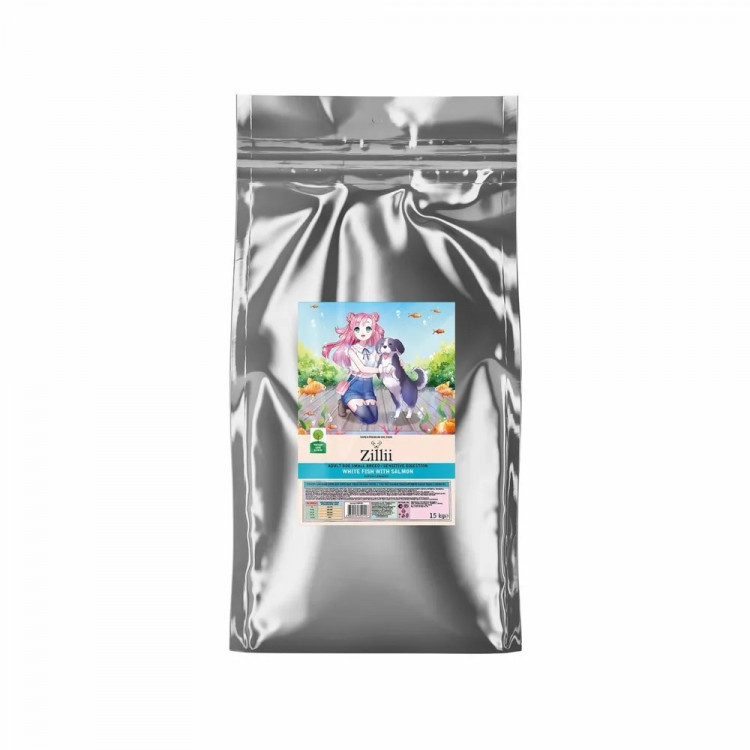 Сухой корм ZILLII Adult Dog Small Breed Sensitive Digestion для взрослых собак мелких пород с чувствительным пищеварением, белая рыба с лососем