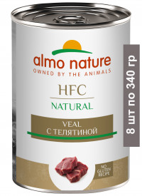 Консервы Almo Nature для собак и щенков с телятиной (HFC, Natural, Veal) 8 шт по 340 гр