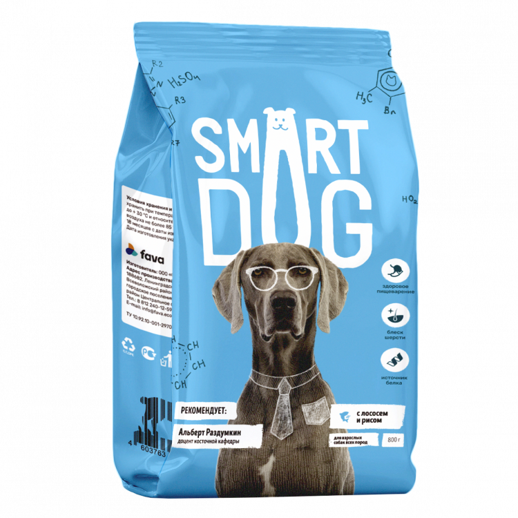 Smart Dog сухой корм для взрослых собак, с лососем и рисом