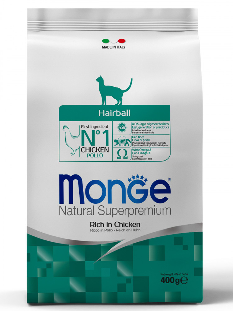 Сухой корм Monge Cat Superpremium Daily Line Hairball для взрослых кошек, для вывода шерсти, из курицы