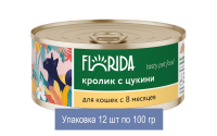 FLORIDA консервы Для кошек &quot;Кролик с цукини&quot; 12 шт по 100 гр