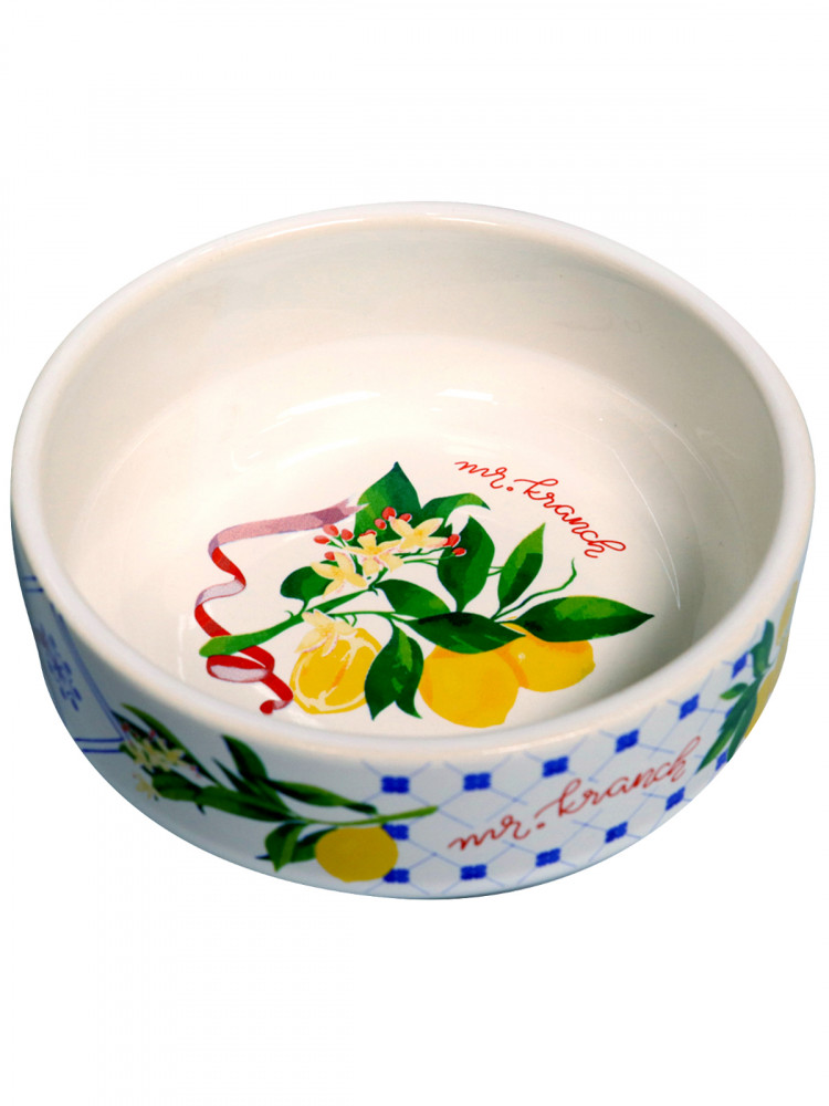 Миска Mr.Kranch для собак и кошек из фарфора Лимоны 450мл белая