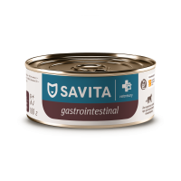 Влажный корм SAVITA Gastrointestinal для взрослых кошек, ветеринарный диетический при расстройствах пищеварения (12 шт по 100 г)