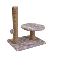 Зооэкспресс когтеточка для кошек Столбик с полкой мех &quot;Лапки&quot;