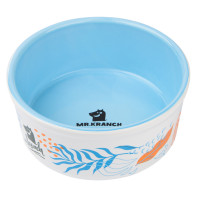  Миска Mr.Kranch для собак и кошек из фарфора Тропики 450мл голубая