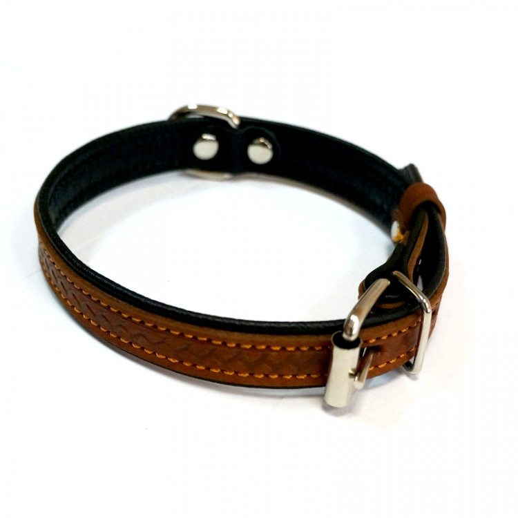 Зооэкспресс ошейник HIGHT LINE тиснение коричневый