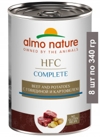 Консервы Almo Nature для собак и щенков с говядиной и картофелем полноценный рацион в бульоне 8 шт по 340 гр