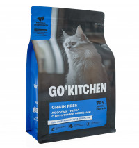 Сухой корм для кошек GO'KITCHEN беззерновой холистик с лососем и треской 3.63 кг и кошачья мята, набор 2 в 1