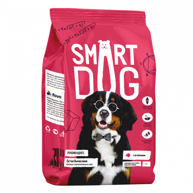 Smart Dog Корм для взрослых собак крупных пород, с ягненком