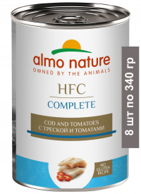 Консервы Almo Nature для собак и щенков с треской и томатами полноценный рацион в бульоне 8 шт по 340 гр