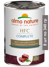 Консервы Almo Nature для собак и щенков с говядиной и зеленым горошком полноценный рацион в бульоне 8 шт по 340 гр