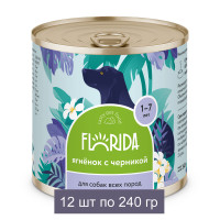 FLORIDA консервы консервы для собак "Ягненок с черникой" 12 шт по 240 г