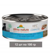 Консервы Almo Nature для собак и щенков с треской и томатами полноценный рацион в бульоне 12 шт по 100 гр