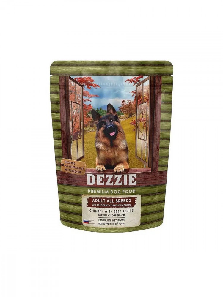 Сухой корм Dezzie для взрослых собак с курицей и говядиной