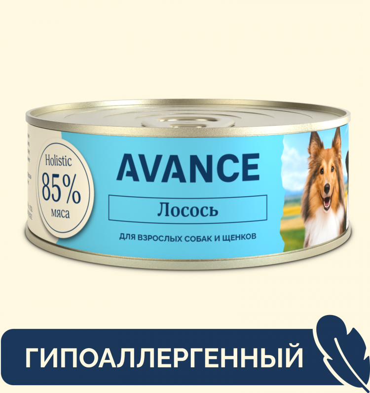 AVANCE holistic консервы Для собак и щенков с лососем, Natural&Healthy Salmon