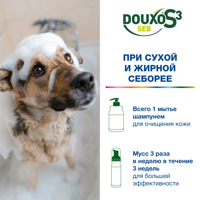 ДУКСО S3 СЕБ шампунь от перхоти и для жирной кожи, 200мл, Douxo S3 Seb Shampoo, Ceva Sante Animal