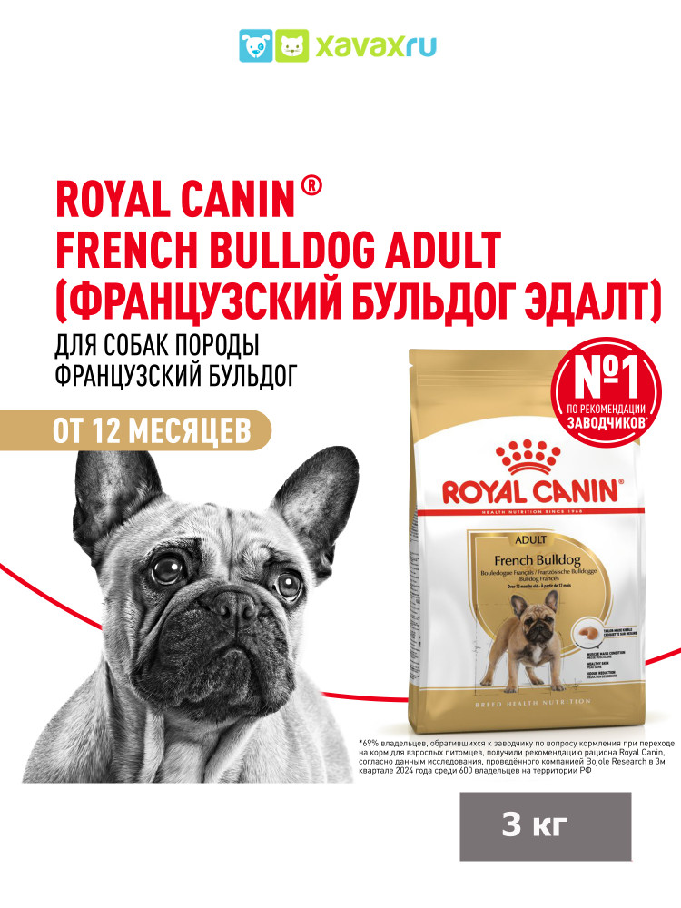 Сухой корм Royal Canin French Bulldog Adult для взрослых собак породы Французский Бульдог от 12 месяцев