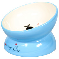  Миска Mr.Kranch керамическая для кошек на подставке 120 мл голубая