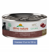 Консервы Almo Nature для собак и щенков с говядиной (HFC, Natural, Beef) 12 шт по 100 гр