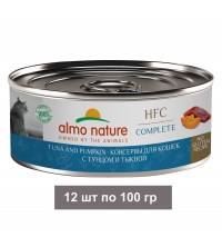 Консервы Almo Nature для кошек и котят с тунцом и тыквой полноценный рацион в бульоне 12 шт по 100 гр